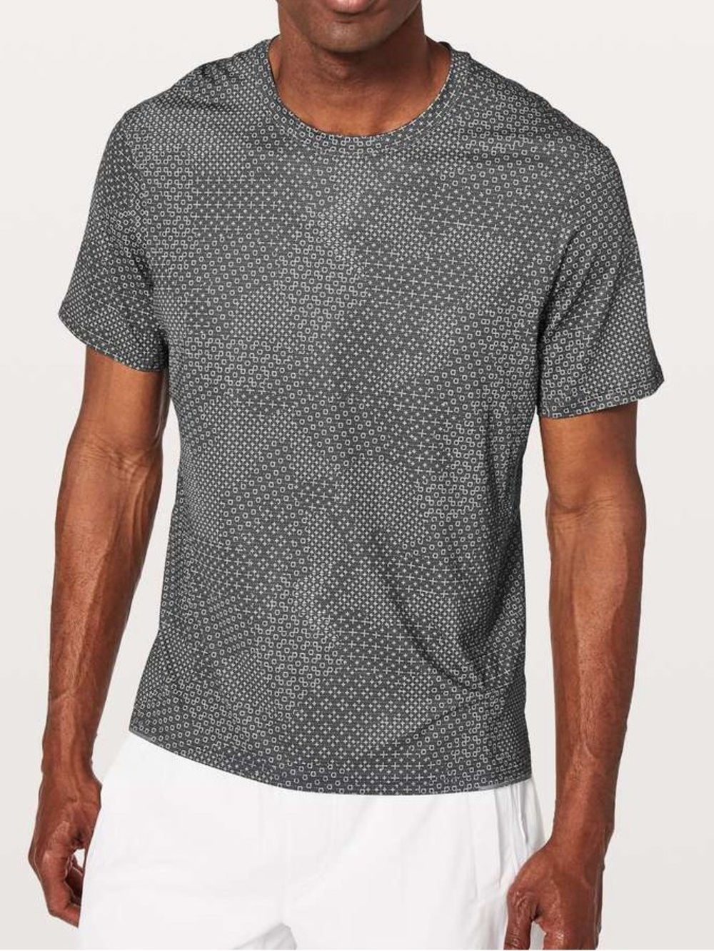 Lululemon Run Out Short Sleeve Shirt Stitch Camo Ice Grey Deep Coal Men’s M